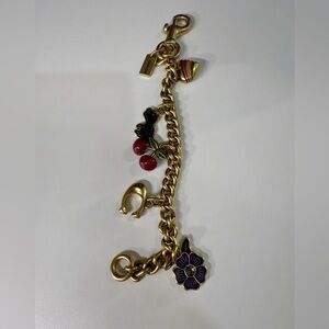 Coach motif chain bag charm Gold with Colorful Accents
